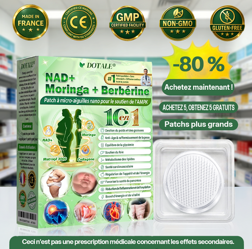 𝑭𝑹 𝑷𝒂𝒕𝒄𝒉 𝒏𝒂𝒏𝒐 à 𝒎𝒊𝒄𝒓𝒐-𝒂𝒊𝒈𝒖𝒊𝒍𝒍𝒆𝒔 𝑫𝑶𝑻𝑨𝑳𝑬® 𝑵𝑨𝑫+ 𝑴𝒐𝒓𝒊𝒏𝒈𝒂 & 𝑩𝒆𝒓𝒃é𝒓𝒊𝒏𝒆 𝑨𝑴𝑷𝑲 𝑺𝒖𝒑𝒑𝒐𝒓𝒕 (1/𝒋𝒐𝒖𝒓 — 𝒓é𝒔𝒖𝒍𝒕𝒂𝒕𝒔 𝒗𝒊𝒔𝒊𝒃𝒍𝒆𝒔 𝒆𝒏 7 𝒋𝒐𝒖𝒓𝒔) 𝑭𝒐𝒓𝒎𝒖𝒍𝒆 𝒂𝒗𝒂𝒏𝒄é𝒆  ✅ Conçue pour soutenir le métabolisme, la gestion du poids, l’énergie, la peau et l’équilibre global.