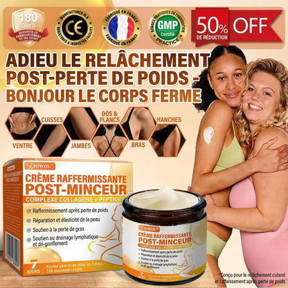 Boutique Officielle | Crème Raffermissante Post-Minceur IOWOL® aux GHK-Cu, Argireline et Matrixyl 3000, peptides de collagène et actifs raffermissants pour cibler le relâchement cutané après une perte de poids.